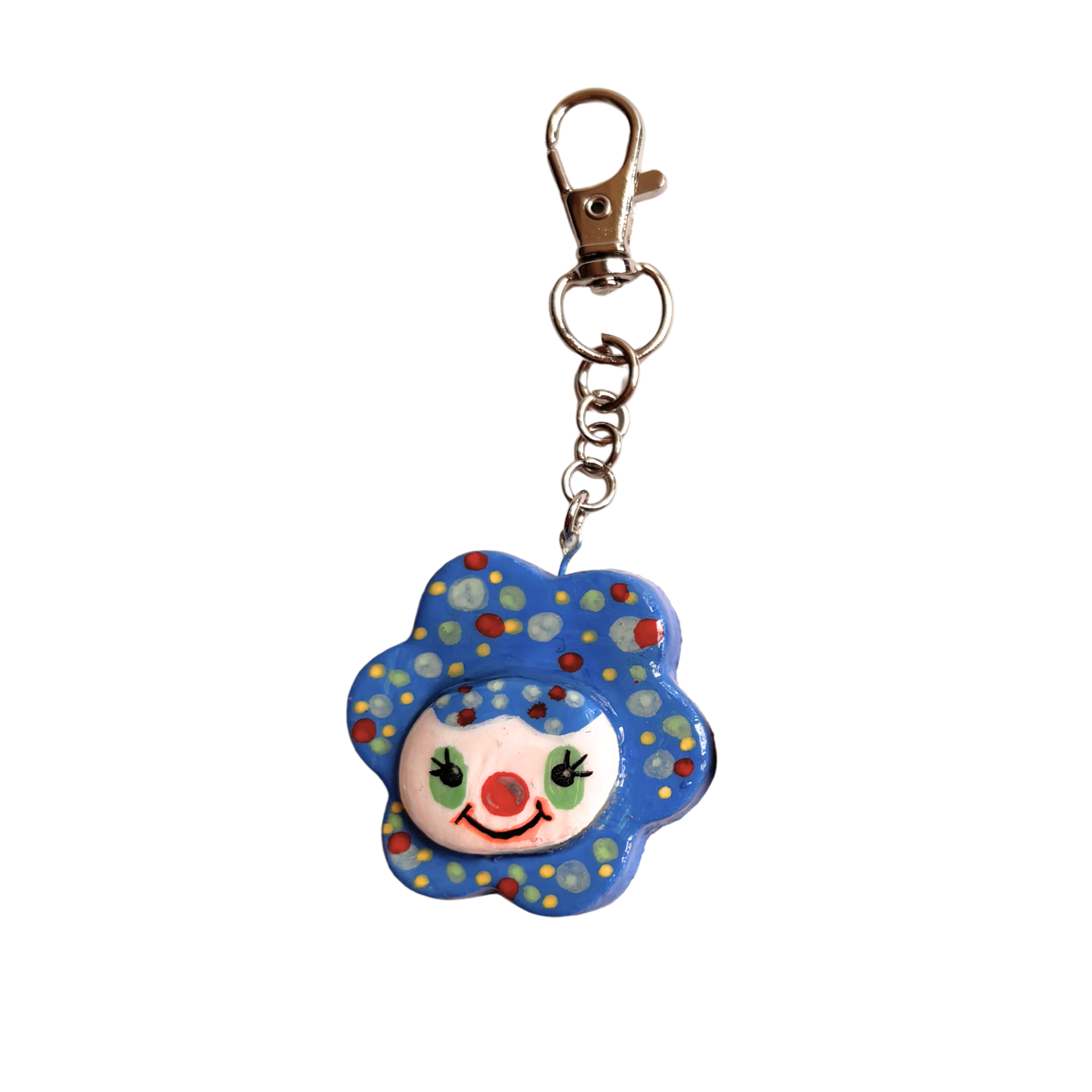 Blue Whimsical Clown Keychain